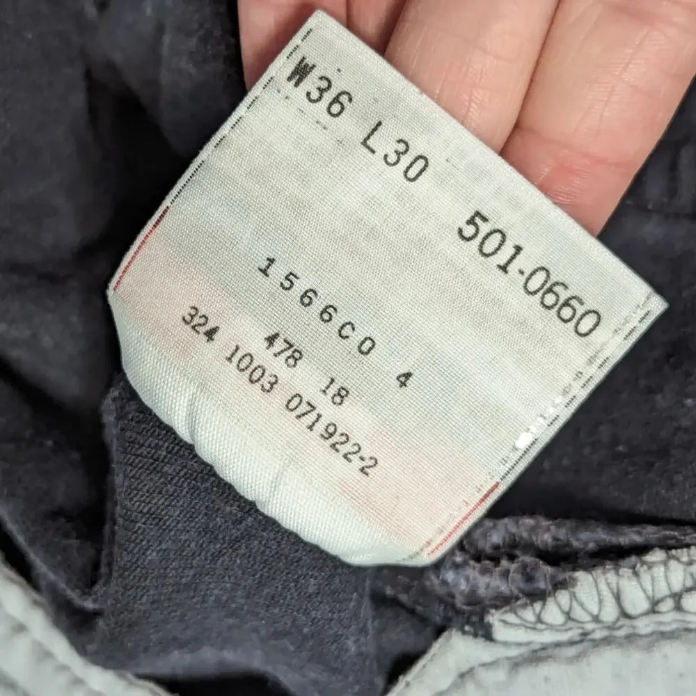 Vintage Levis 501 Jeans Y2K Mens 36 x 30 Black Charcoal Wash Guatemala VTG